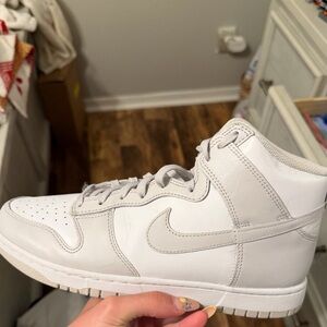 Grey high top Nike dunks